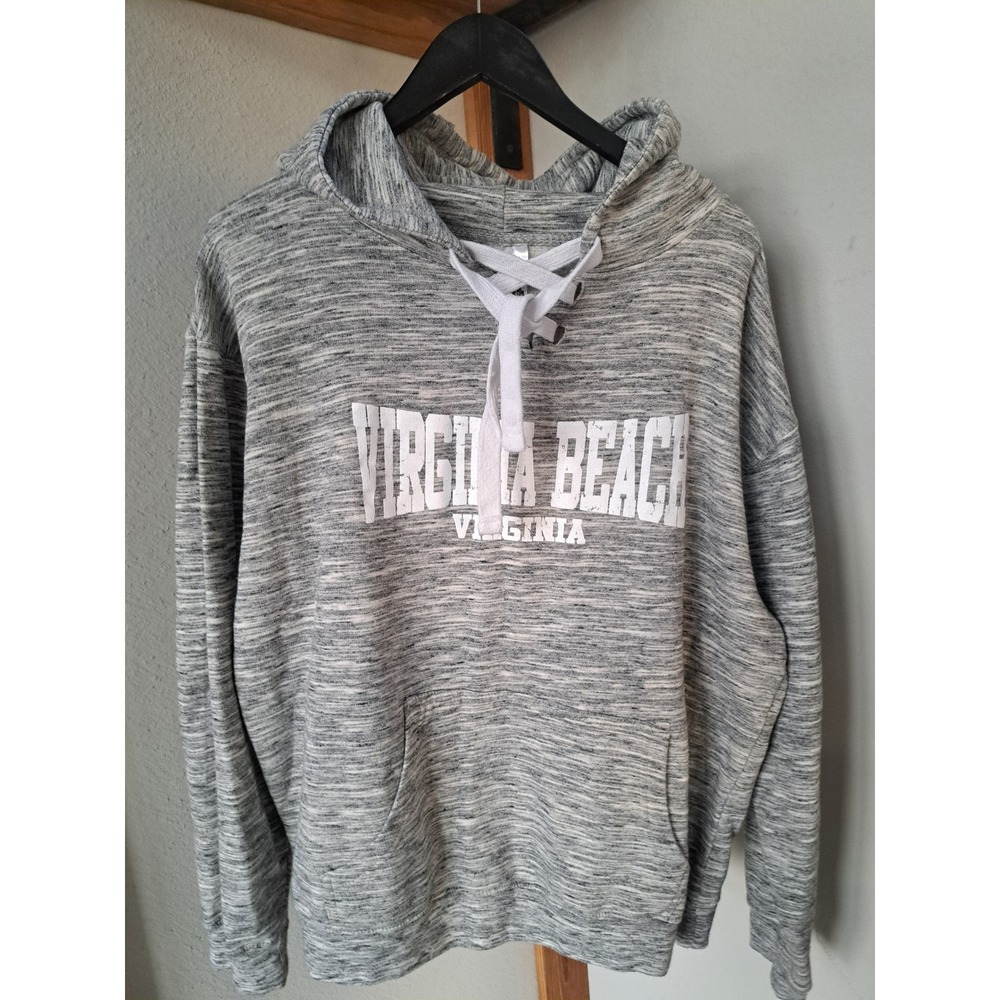 ESY Surf Co Virginia Beach Lace Up Hoodie Gray Marl Space Dye XL